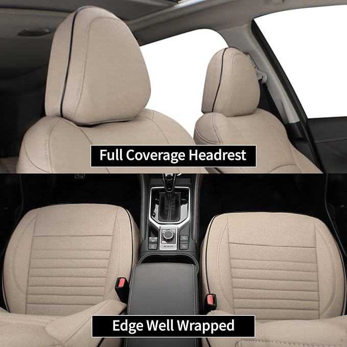 EKR Car Seat Covers for Subaru Forester 2019-2024(NO Base),Full Set | Custom Fit for Subaru Forester 2019-2024 (Not for Base)Full Coverage,Waterproof,Faux Leather(Beige) - Image 4