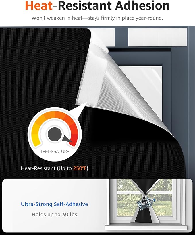 Sumobaby Blackout Curtains for Bedroom Portable 13"x36" Blackout Shades | 100% Black Out Window Cover No Drill with Upgraded Hook&Loop Tapes Thermal Insulated Blinds for Home,Nursery(1 Panel,Black) - Image 3