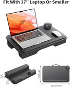 SAIJI Laptop Lap Desk with External Monitor Holder Fits Up to 17" Laptops | Lightweight Lap Tray Table Stand with Soft Leather Wrist Pad, Lap Desk with Cushion for Home Office Working/Gaming On Couch - Image 6