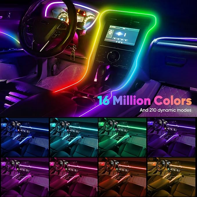 Acrylic 6 in 1 Car LED Lights Interior, RGB Ambient Lighting Car 584 LEDs | 16 Million Colors, APP Control, MusicSync Interior Car Lights for Women Men - Image 4