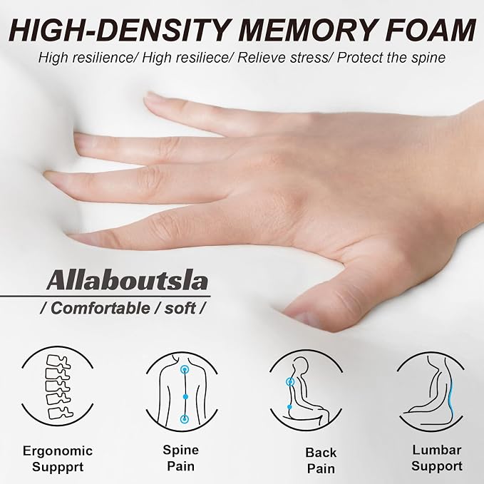 Allaboutsla Car Seat Cushion, Car Seat Cushions for Long Driving | Comfortable Memory Foam Driver Seat Cushion, Automotive Seat Cushions, Butt Pillow for Car,Truck, Office Chair, Gray - Image 2