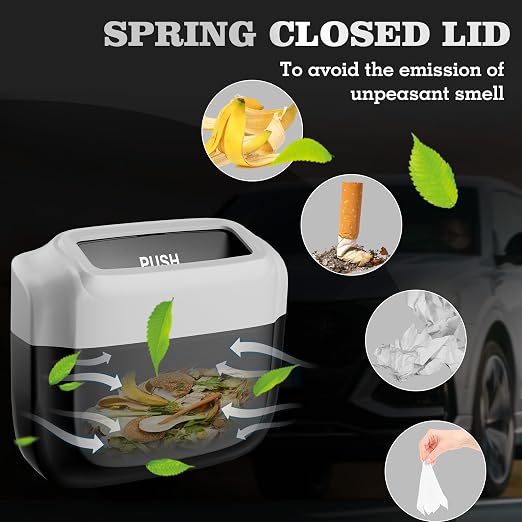 1 Pack Car Trash Can with Lid, Built-in Storage Garbage Bag, Silver | Leakproof Car Door Trash Can with Hook, 30pcs Trash Bags, Mini Automotive Garbage Bin for Vehicle, Office, Home - Image 3