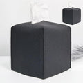 HOMOTEK 2 Pack Tissue Box Cover, Square PU Leather Tissue Holder, Decorative Facial Tissue Cube Paper Organizer Dispenser for Bathroom, Night Stands, Desk, Car 5X5X5'' - Matte Black, Pebble Grain by HOMOTEK