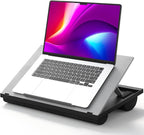 HUANUO Lap Desk with 8 Adjustable Angles – Up to 15.6" Laptop, Grey | Dual-cushion base, carry handle, 30% thicker for durability, wider anti-slip ledge, for home office, sofa, bed, car by HUANUO