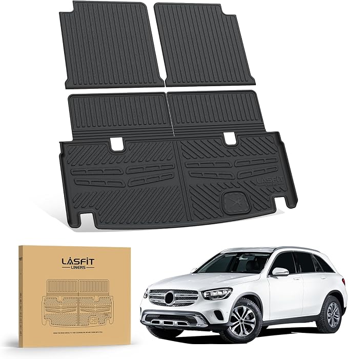 LASFIT Cargo & Backrest Mats for Mercedes Benz GLS 2017-2019 & GL 2013-2016 | Fit for GLS 350d/450/550/63 AMG & GL 350/450/550/63 AMG, All Weather TPE Non-Slip Trunk Mat with Seatback, Black - Image 8