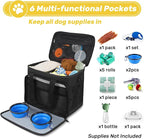 6 Set Dog Travel Bag, Large Pet Travel Kit for Supplies, Black | Includes 2 Food Containers, 1 Pet Organizer for Dogs, 2 Collapsible Bowls, 1 Treat Pouch, Dog Weekend Overnight Bag Luggage - Image 3