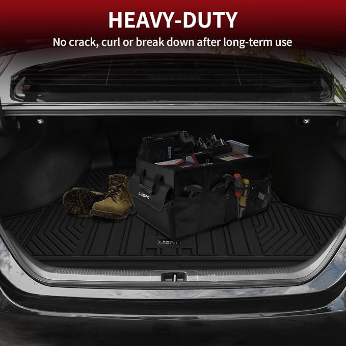 LASFIT Cargo Mat for Toyota Camry 2018 2019 2020 2021 2022 2023 2024-2026 | All Weather Custom Fit Anti-Slip Pet Friendly Easy Clean TPE Trunk & Backrest Mats for 8th 9th Gen Camry, Black - Image 4