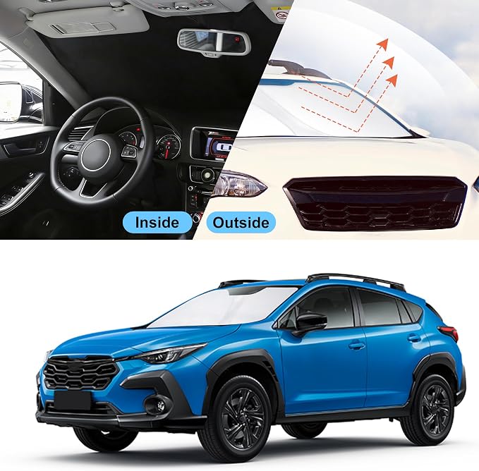 Front Windshield Sun Shade Foldable Car Front Window Sun Shade Windshield Shade Custom Fit for 2018-2023 Su-baru Crosstrek Block UV Rays Heat Keep Car Cooler - Image 5