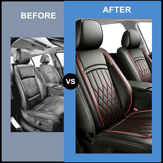 Fit for Camry Seat Covers Compatible with Toyota Camry 2012-2026 Waterproof Breathable Leather Automotive Seat Cushions Protector, Airbag Compatible,Easy to Install,Full Set 5 Seats(Redline) - Image 6