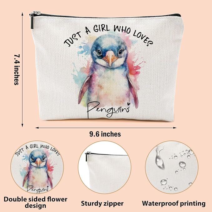 Penguin Gifts Makeup Bag, Penguin Stuff Cosmetic Bag Travel Organizer Bags | Makeup Pouch, Christmas Birthday Animal Lovers Gifts for Women Girls Friends Daughter - Image 2