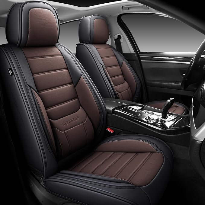 MINGBRON Seat Covers, Car Seat Covers Front Seats, Car Seat Cover, Car Seat Protector Waterproof, Car Seat Cushion Nappa Leather, Brwon Seat Covers Carseat Cover Universal Fit for Most Cars by MINGBRONCARSEATCOVER