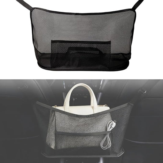 Purse Holder For Car Between Front Seat, Net Pocket Handbag Holder & Backseat Pet/Kid Barrier, Organizer Mesh Bag Storage For Phones/Snacks, Car Accessories For Women by MOODKEYbrand