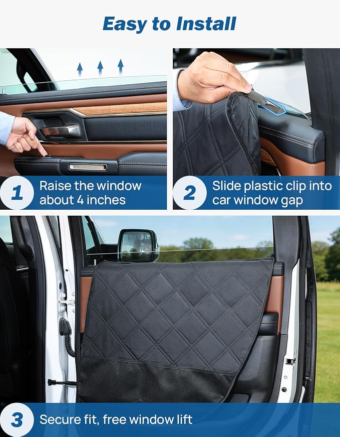 JOYTUTUS Dog Car Door Protector Compatible with Sedan/Family Car/Small SUV, Waterproof & Anti-Scratch Door Protector from Dog Scratching with Storage Pockets (2 Packs Universal Fit) - Image 4