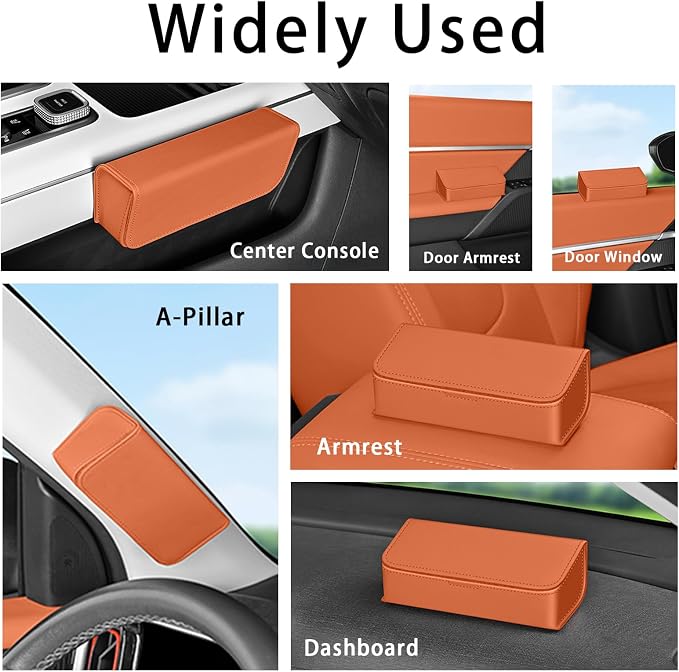 Car Sunglasses Holder, Large Capacity Universal Fit Adhesive Mount Eyewear Case with Magnetic Closure Glasses Protective Storage Box for Man Women Orange - Image 4