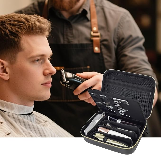 Barber Case for Hair Clippers, for Wahl, for Ufree and for Andis, Case Only | Trimmer Tools Storage Organizer, Easy-Clean PU Interior, for Barbers/Stylists/Pet Groomers, Travel/Home/Salon Use, Black - Image 9