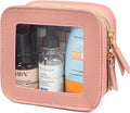 Mini Clear Makeup Bag, Small Cosmetic Bags Travel Toiletry Pouch Organizer, TSA Approved Make up Case with Zipper, Car Bag for Essentials(Pink, Mini-Chic) by LETGO