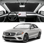 Windshield Sun Shade for Mercedes-Benz C-Class 2008-2024 | Blocks UV Rays and Sun Heat, Helps Reduce Interior Temperature, Protects Dashboard from Fading, Folds Easily for Storage by SLOGENTO