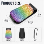 Leather Magnetic Sunglass Holder for Car Sun Visor, Cute Eyeglass Ticket Card Hanger Clip, Universal Auto Interior Accessories for SUV Pickup Truck, Rainbow Glitter - Image 3