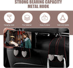 2 PCS Car Seat Headrest Hook, Car Hooks for Headrest, Storage Double Heart Shape Hooks, Suede Foldable Soft Hook Organizer, Universal for Cars (Black) - Image 5