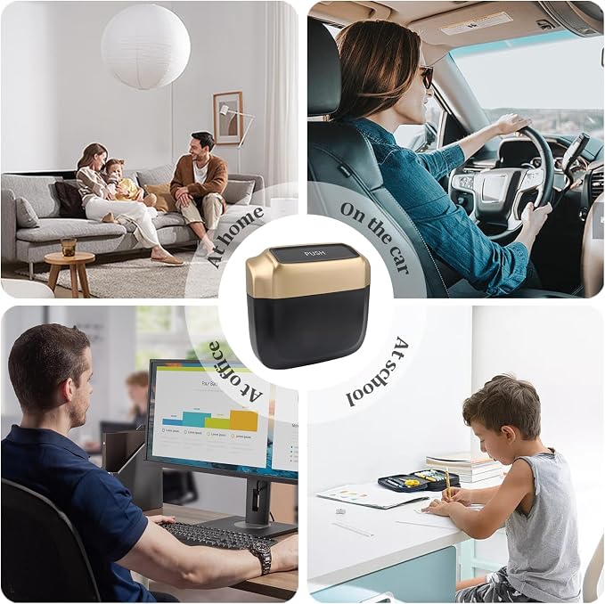 IHOTDER 2PCS Car Trash Can with Lid + 60PCS Garbage Bag,Mini Trash Can Car Interior Accessories,Multifunctional ABS Car Organizers and Storage (Gold) - Image 5