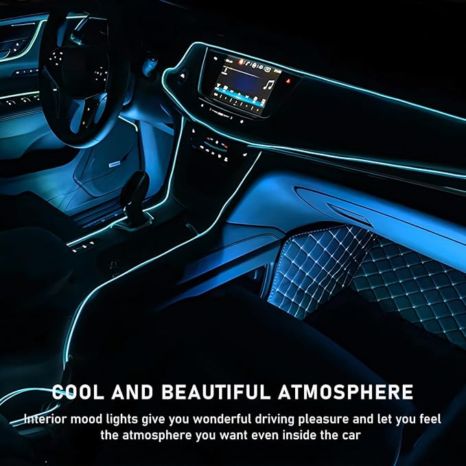 Ohleats Car LED Strip Light, 24 LED RGB Auto Interior Atmosphere Lights, USB Vehicle Under Dash Ambient Night Light Strip, Interior Decorative Lamp Lighting Kit Car Accessories (Ice Blue) - Image 4
