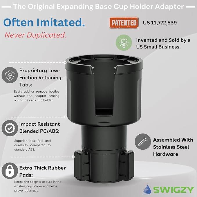Car Cup Holder Expander Adapter for Large Water Bottles - [Patented & Upgraded] - Holds: Hydro-Flask, Yeti, Nalgene, Owala, 32-40oz - Adjustable Expandable Insert Extender - Universal - Image 2