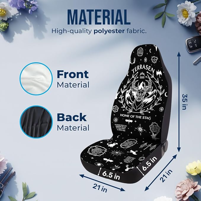GENANY Roses Car Seat Covers Set of 2, Horror Breathable Front Seat Covers for Truck Sedan SUV, Couple Car Accessories, Horror Gift for Women Men - Image 4