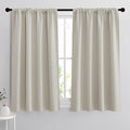 RYB HOME Short Curtains for Bedroom, Room Darkening, Rod Pocket | Thermal Insulated, Summer Heat Light UV Blocking, Triple-weave Fabric, Nursery Kitchen Bathroom, W42 x L48, Natural, 2 Panels by RYBHOME