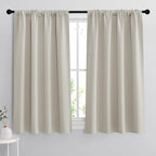 RYB HOME Short Curtains for Bedroom, Room Darkening, Rod Pocket | Thermal Insulated, Summer Heat Light UV Blocking, Triple-weave Fabric, Nursery Kitchen Bathroom, W42 x L48, Natural, 2 Panels by RYBHOME