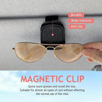 Sunglass Clip for Car Visor, Car Sunglass Holder Clip, Sunglasses Visor Clips for Cars, Magnetic Leather Glasses Eyeglass Hanger Clip for Car, Car Visor Accessories (Black) - Image 2