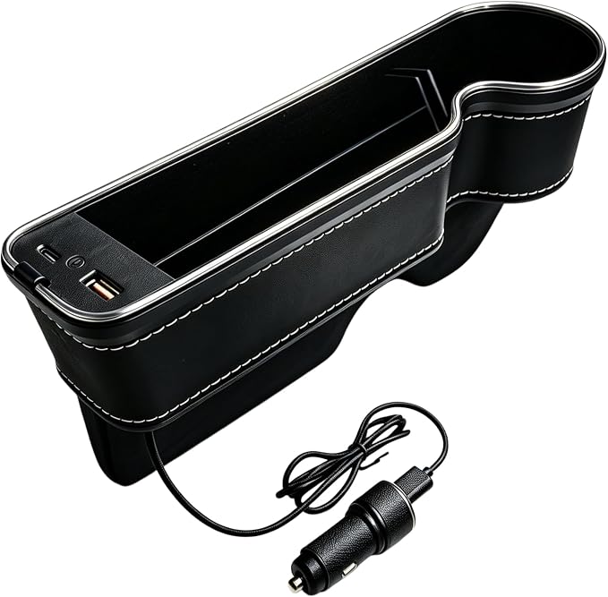 7 Color Led Car Seat Gap Filler Organizer Car Seat Pocket Gap Filler with USB+C Fast Charger,Car Gap Organizer Storage 2023 Console Side Seat Gap Filler fit for Passenger Side(Black-passenger side) | USB & Type C Fast Charging,Console Side Organizer Cu... by keketuohai