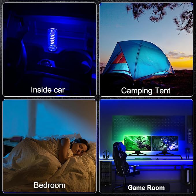 2PCS USB Light for Car, Touch Dimmable Car Interior Ambient Lights | Glass Bottle Mini LED Night Light Bulb, Plug-in USB Light for Car Interior, Bedroom, Camping, Hallway Decoration (Blue) - Image 5