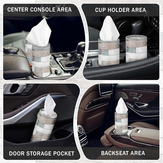 Arttown Car Tissue Holder for Cup Holder Facial Tissues 12 Pack Wood Grain | Bulk 3-Ply,Refillable Marble Print Cylinder Tissue Boxes,Fit Car Home Office School (600 Sheets Total,50 Sheets Each) - Image 5