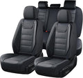 Coverado Car Seat Covers Full Set, Seat Covers for Cars, Car Seat Protector Waterproof, Leather Car Seat Cushion, Universal Interior Covers Seat Protectors for Most Cars Black by COVERADOAUTO