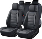 Coverado Car Seat Covers Full Set, Seat Covers for Cars, Car Seat Protector Waterproof, Leather Car Seat Cushion, Universal Interior Covers Seat Protectors for Most Cars Black by COVERADOAUTO