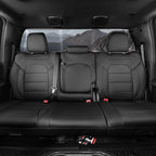 Custom Seat Covers for 2019-2026 Ram 2500/3500 CrewCab Bighorn,Faux Leather | Full Set Heavy Duty Pickup Seat Cushion,Front w/No Headrest Cutout,Rear 40/60 Split Curved Bench Seat,Black - Image 6
