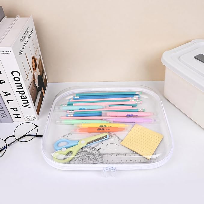 Clear Hard Shell Zipper Case,3PCS Transparent Clear Zipper Pouches,Hard Side Plastic Case Set,Portable Travel Storage Organizer Bins - Image 6