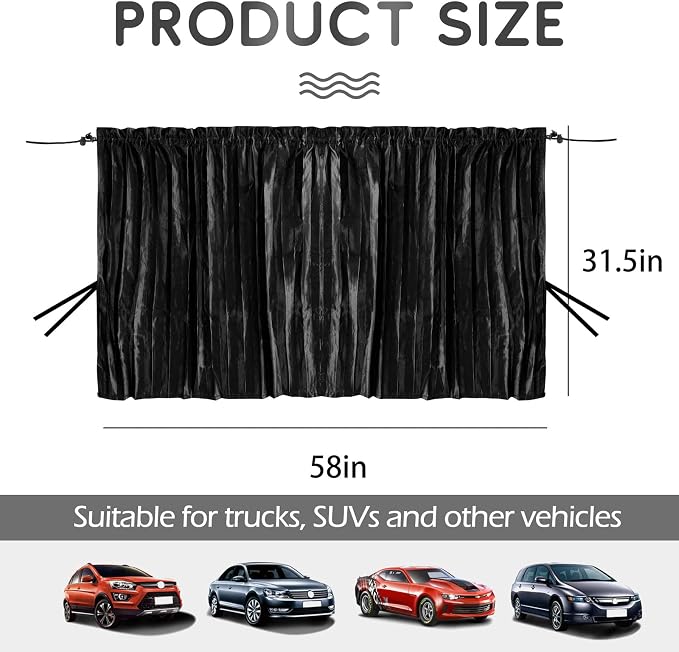 ZATOOTO Car Window Curtains for Privacy, Magnetic Divider Window Sun Shade | Universal Fit, Front & Rear Divider, Keep Cool, Easy Installation, For Travel & Camping, Removable Simple - Image 7