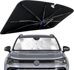 Windshield Sun Shade for Volkswagen Taos 2022-2026 with 360° Rotating Shaft | Custom Fit Umbrella Sunshade for UV Blocking, Interior Heat Protection, Easy Storage, UPF 50+ Cool Windshield Cover by Lonyaqui