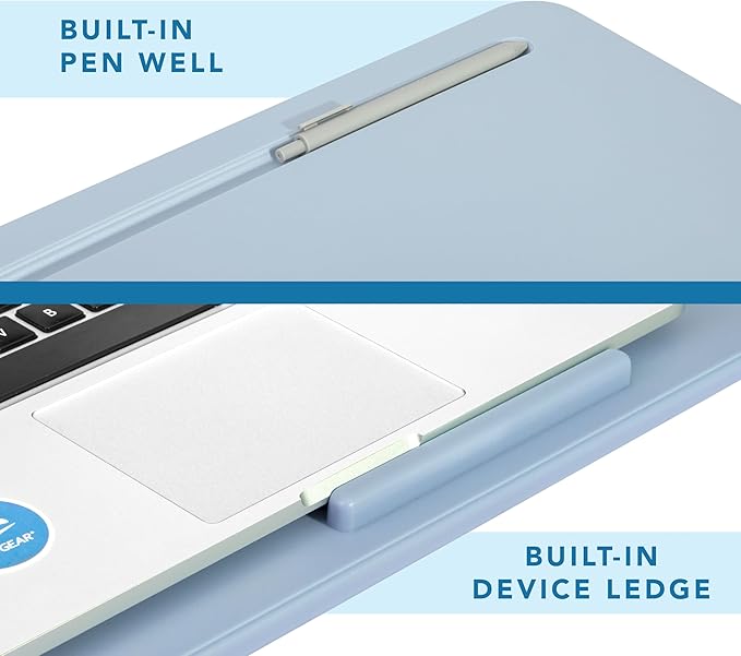 LAPGEAR The Original Lap Desk – Sky Blue, Fits 17" Laptops | Microbead Cushion, Device Ledge, Built-In Pencil Tray, Carry Handle - Image 4