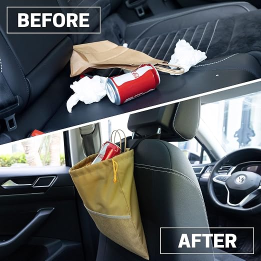 GNEGNI 2PCS Hanging Car Garbage Can - Waterproof Leakproof Trash Bag | Car Trash Can with Durable Leakproof Lining, Keeps Vehicle Clean and Neat - Image 6