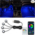 Car Interior LED Lights,4 in 1 RGB APP Control Automotive Under Dash Neon Ambient Lighting with USB Port,Music Sync Auto Footwell Lamp,Car Interior Atmosphere Light by WXIHYOS