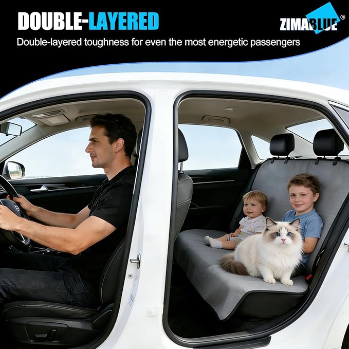 ZIMABLUE Waterproof Rear Bench Seat Cover for Kids and Pets, 3-Layer Back Seat Protector for SUVs, Sedans and Minivans, Machine Washable Non-Slip Towel Seat Cover for Spills, Pet Hair and Daily Mess - Image 5