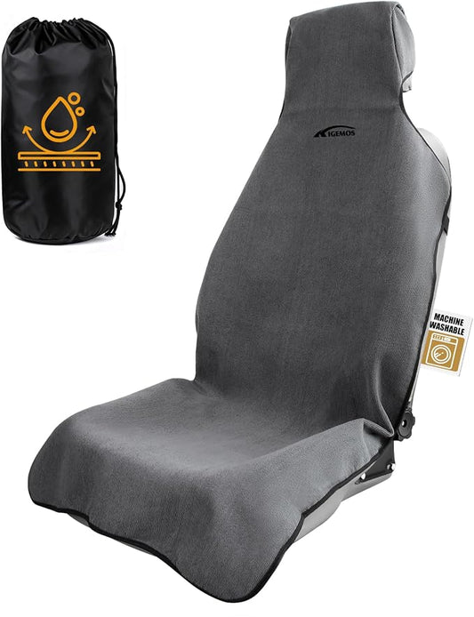1 Pack Towel Car Seat Cover Towel, Waterproof Washable Front Seat Protectors with Terry Cloth, Non-Slip Backing, Universal Fit for Cars SUVs Trucks,Gym,Beach,Pets, Kids,Road Trips (Gray) by Unknown