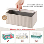 KINGFOM PU Leather Tissue Box Cover Rectangular Tissue Box Holder with Magnetic Bottom, Napkin & Facial Tissue Holder Dispenser for Home, Office for Standard 120-count/160-count (2-Ply) Beige Stripe - Image 8