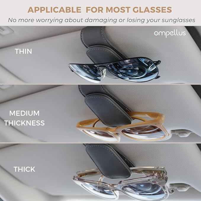 Magnetic Leather Car Sunglass Holder, Visor Sunglasses Holder Clip, 2 Pack | Suitable for Different Size Eyeglasses, Easy Opreation, Car Organziation Accessories - Image 3