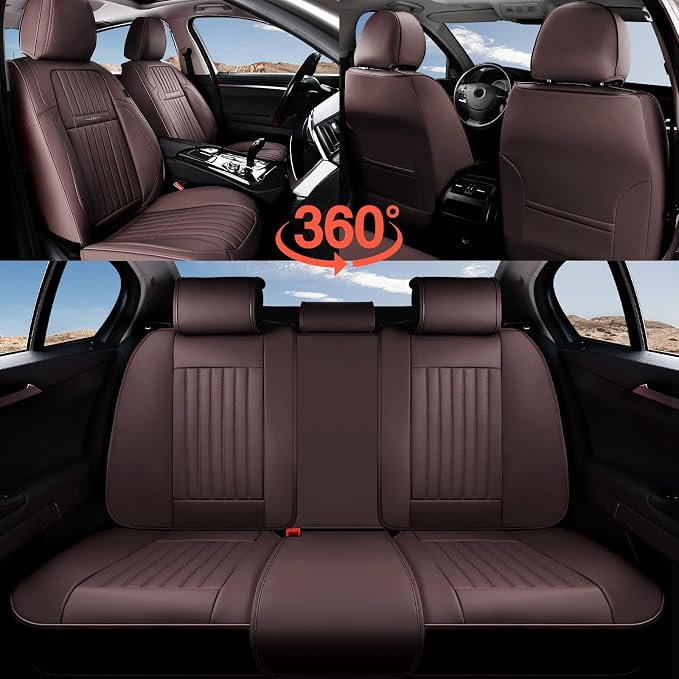 Coverado Car Seat Covers Front Seats, Seat Covers for Cars, Car Seat Protector, 2-Pack Car Seat Cushion Nappa Leather, Waterproof Seat Covers Carseat Cover Universal Fit for Most Cars Trucks(Coffee) - Image 7