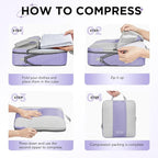 OlarHike 8 Set Compression Packing Cubes for Travel Essentials,Compressible Expandable Space Saver Bags for Organizing Clothes,Luggage Suitcase Garment Bags with Over 1000 pcs Mesh Holes(Purple Gray) - Image 3