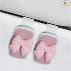 2PCS Cute Bow Glasses Holders for Car Sun Visor, Automotive Leather Sunglasses & Ticket Card Organizing Clip, Universal Vehicle Interior Eyeglasses Mount for Cars, Trucks, SUVs (Pink) by Unknown