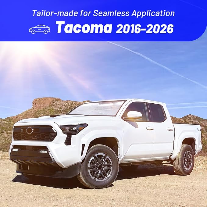 Windshield Sun Shade Umbrella for Toyota Tacoma 2016-2026 Front Window | Foldable Sunshade with 360° Rotating Shaft, Custom Fit Car Shades for Tacoma Accessories with UV & Heat Protection - Image 3